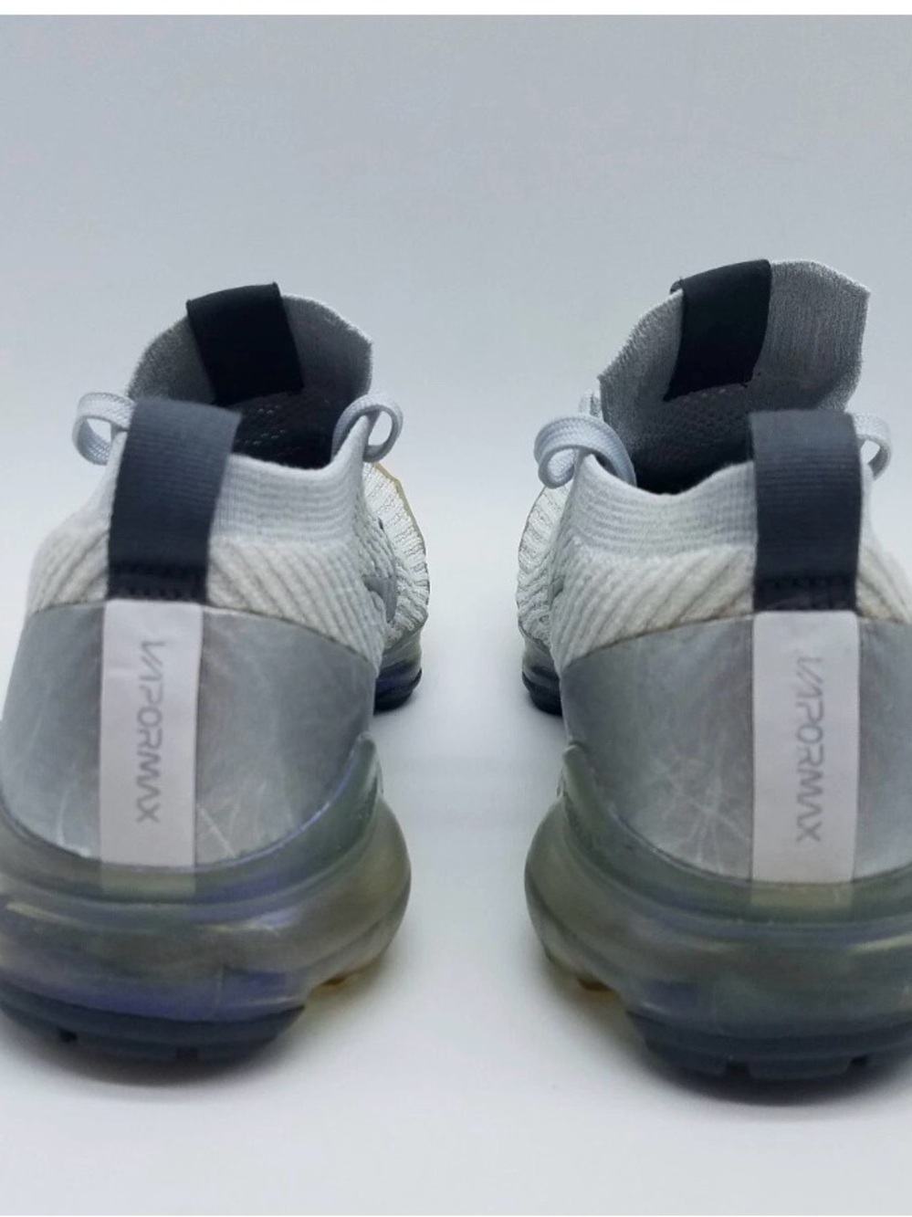 Nike VaporMax Knit Sneakers in Light Grey with Yellow Trim Sz 6 Women - Picture 9 of 11